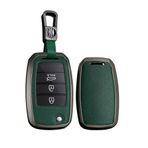 TECART Katlanır araba anahtarı kılıfı Cover Kia Rio 3 K2 Ceed Cerato K3 K5 Sorento Sportage Soul K4 Picanto Optima Forte Stinger deri taşınabilir koruyucu kılıf anahtar kılıfı aksesuar A siyah yeşil