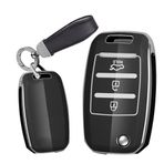 TECART Katlanır Yumuşak TPU Anahtarlık Fit Kia Sorento Sportage Anahtarlık Anahtar Kılıf Anahtar Kabuk Aksesuarları Koruyucu 3 Düğme Beyaz