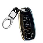 TECART Nissan Juke X-Trail T33 için Araba Anahtarlık Fit Yumuşak TPU Anahtar Kılıf Anahtarlık Anahtar Kabuk Tutucu Aksesuarları 4 Düğme Siyah A