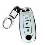 TECART Nissan X-Trail Qashqai için Araba Anahtarı Kılıfı Yumuşak TPU Anahtarlık Anahtarlık Anahtar Kabuk Tutucu Aksesuarları 3 Düğme Beyaz C