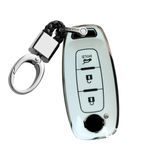 TECART Nissan X-Trail Qashqai Yumuşak TPU Anahtarlık Anahtarlık Anahtar Kabuk Tutucu Aksesuarları 3 Düğme Beyaz B için Araba Anahtarı Kılıfı