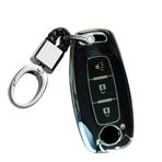 TECART Nissan X-Trail Qashqai Yumuşak TPU Anahtarlık Anahtarlık Anahtar Kabuk Tutucu Aksesuarları 3 Düğme Siyah C için Araba Anahtarı Kılıfı
