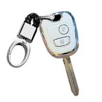 TECART Peugeot 107 206 207 307 için Anahtar Fob Fit Yumuşak TPU Anahtar Kılıfı Anahtarlık Anahtar Kabuk Tutucu Aksesuarları 2 düğme, A Düğme-beyaz, 2 düğme