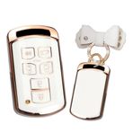 TECART Toyota anahtarlık kapak anahtarlık kabuk anahtarlık ile Fit Toyota Sienna 2020 yumuşak TPU anahtar aksesuarları, B-beyaz, Bow-keychain