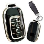 TECART TPU Anahtar Kılıfı Honda Accord Civic Pilot CR-V HR-V Anahtarlık Anahtarlık Anahtar Kabuk Tutucu Aksesuarları için Fit 5 düğme, Siyah, 5 düğme
