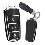 TECART Yumuşak TPU Anahtarlık Fit VW CC Passat B6 B7 Anahtarlık Anahtar Kılıf Anahtar Kabuk Aksesuarları Koruyucu 3 Düğme Siyah