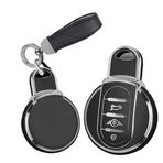 TECART Yumuşak TPU anahtarlık kapak Fit BMW Mini Cooper F55 anahtarlık anahtar durumda anahtar kabuk aksesuarları koruyucu 3 düğme, Bow Anahtarlık Mor, Bow keychain purple