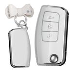 TECART Yumuşak TPU Anahtarlık Kapak Fit Ford Focus 3 4 MK3 Anahtarlık Anahtar Kılıf Anahtar Kabuk Aksesuarları Koruyucu 3 Düğme Beyaz