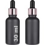 Tech Butiq 30 ml Mat Siyah Cam Damlalıklı Serum Şişesi 30 cc Renkli Metal Kapaklı Dropper Cam Şişe 2 Adet (Rose Yüzük | Siyah Lastik) - Option-1 - 00