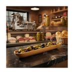 Tech Butiq 35CM Bambu Zeytinlik – Doğal Ahşap Oval Uzun Servis Tabağı | Meze Sunumu, Çerezlik, Atıştırmalık Tabağı | Çevre Dostu Mutfak ve Sofra Aksesuarı - Option-1 - 51R-Turuncu