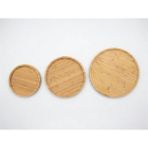 Tech Butiq 3'lü Bambu Sunum Tabağı Seti - 18CM 23CM 30CM Yuvarlak Servis Tabağı - Mutfak ve Sofra Düzenleyici - Option-1 - 51R-Turuncu