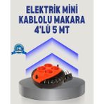 Tech Butiq 5 Metre Uzatma Kablolu 4 Prizli Makara Kırmızı - Ahşap