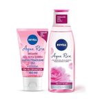 Tech Butiq Aqua Rose Organik Gül Suyu Içerikli Yüz Temizleme Jeli 150ML ve Nemlendirici Tonik 200ML, Makyaj Temizleyici, Yüz Bakım - Option-1