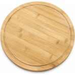 Tech Butiq Bambu Pizza Servis Tabağı 32 cm – Yuvarlak Ahşap Sunum Tepsisi, Doğal Bambu Kesme & Servis Tahtası, Pizza & Kahvaltı Sunumu Için - Option-1 - 51R-Turuncu