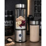 Tech Butiq Çift Hazneli Cam Blender USB Şarjlı Smoothie ve Buz Kırıcı Blender - 000-Siyah - Değişken