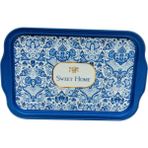 Tech Butiq Evle-Azulejos Desenli Metal Tepsi - Çay Kahve Tepsisi - Sunum Tepsisi 21 cm x 31 cm (Azulejos) - Kestane Akaju - Option-1