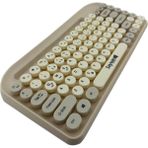 Tech Butiq Saywin Bluetooth Klavye Renkli Retro Kablosuz Klavye Daktilo Görünümlü Tuş Tasarımı Şık ve Kullanışlı Telefon Koyma Gözü Pilli Türkçe Q Klavye Sw-05 (Krem) - Option-1 - 001-Renkli