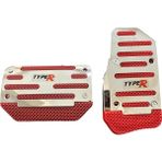 Tech Butiq Universal Otomatik Metal Pedal Seti 2 Parça Krom Kırmızı - Ahşap
