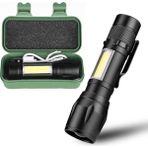 Tech Butiq USB Şarjlı Mini El Feneri – Ultra Güçlü LED Fener, 3 Modlu Işık, Metal Kasa, Klipsli Taşınabilir Aydınlatma, Kutulu Cep Feneri, Şarj Kablosu Dahil - 0,5