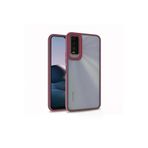 Techaks T22324-TCHS Vivo Y20 Kılıf Metal Kamera Çıkıntılı Kenarları Renkli Şeffaf Kapak Flora - Kırmızı