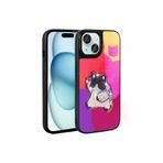 Techaks T31185-TCHS Iphone 15 Kılıf Parlayan Kabartmalı İkonik Figürlü Zore Amas Silikon Kapak - Mor