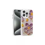 Techaks T31805-TCHS Iphone 15 Pro Kılıf Çiçek Desenli Parlak Taşlı Sert Silikon Zore Garden Kapak - Mor