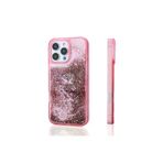 Techaks T35539-TCHS Iphone 12 Pro Kılıf Sıvılı Simli Şeffaf Arka Yüzey Zore Keto Silikon Kapak - Pembe