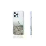 Techaks T35544-TCHS Iphone 15 Pro Max Kılıf Sıvılı Simli Şeffaf Arka Yüzey Zore Keto Silikon Kapak - Gümüş