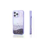 Techaks T35547-TCHS Iphone 16 Pro Max Kılıf Sıvılı Simli Şeffaf Arka Yüzey Zore Keto Silikon Kapak - Mor