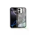 Techaks T35556-TCHS Iphone 16 Kılıf Sıvılı Simli Kelebek Baskılı Şeffaf Arka Yüzey Zore Glis Silikon Kapak - Siyah