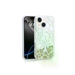 Techaks T35565-TCHS Iphone 15 Kılıf Sıvılı Simli Baskılı Şeffaf Arka Yüzey Zore Mossa Silikon Kapak - Gold