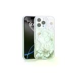 Techaks T35566-TCHS Iphone 15 Pro Max Kılıf Sıvılı Simli Baskılı Şeffaf Arka Yüzey Zore Mossa Silikon Kapak - Gri