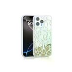 Techaks T35568-TCHS Iphone 16 Pro Kılıf Sıvılı Simli Baskılı Şeffaf Arka Yüzey Zore Mossa Silikon Kapak - Gold