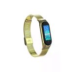 Techaks TCHS-16037 Xiaomi Mi Band 5 Uyumlu Krd-06 Metal Zore Kordon-Gold