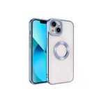 Techaks TCHS-23622 Iphone 13 Kılıf Kamera Lens Korumalı Kenarları Renkli Logo Gösteren Omega Kapak-Mavi Açık