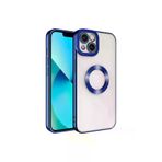 Techaks TCHS-24605 Iphone 14 Kılıf Kamera Lens Korumalı Kenarları Renkli Logo Gösteren Omega Kapak-Mavi