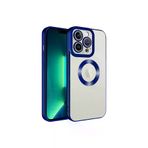 Techaks TCHS-24606 Iphone 14 Pro Kılıf Kamera Lens Korumalı Kenarları Renkli Logo Gösteren Omega Kapak-Mavi