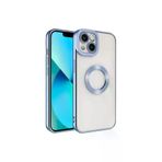 Techaks TCHS-24607 Iphone 14 Plus Kılıf Kamera Lens Korumalı Kenarları Renkli Logo Gösteren Omega Kapak-Mavi Açık