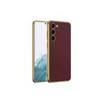 Techaks TCHS-26173 Galaxy S23 Plus Uyumlu Deri Görünümlü Kenarları Elektroplating Kaplama Zore Fizyon Kılıf-Kır