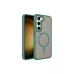 Techaks TCHS-27176 Galaxy S23 Plus Uyumlu Mat Arka Yüzey Wireless Şarj Özellikli Zore Flet Magsafe Kılıf-Yeşil