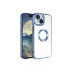 Techaks TCHS-28551 Iphone 15 Kılıf Kamera Lens Korumalı Kenarları Renkli Logo Gösteren Omega Kapak-Sierra Mavi
