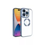Techaks TCHS-28552 Iphone 15 Pro Kılıf Kamera Lens Korumalı Kenarları Renkli Logo Gösteren Omega Kapak-Sierra Mavi