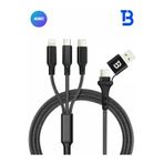 Tech&bello accessories Çok Uçlu Çoklu 4in1 Kablo Üçlü Örgülü Hızlı Şarj Kablosu 1.2m Ba-04