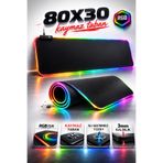 Tech&bello accessories Işıklı Mouse Pad Rainbow 12 Işık Modlu Masa Boy Oyuncu Kaymaz Taban 80x30