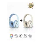 Tech&Bello Accessories Kablosuz Kulaküstü Mavi-Krem Bluetooth Kulaklık Stereo-Mikrofon-Aux Sd Kart Hk-035