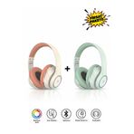 Tech&bello accessories Kablosuz Kulaküstü Pembe-Yeşil Bluetooth Kulaklık Stereo-Mikrofon-aux Sd Kart HK-035