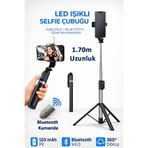 Tech&bello accessories Led Işılklı Selfie Çubuğu Tripot Bluetooth Kumandalı Kablosuz Selfie Stick 1.70m Uzunluk Taşınabilir