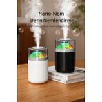 Tech&bello accessories Ultrasonik Hava Nemlendirici Gece Lambası ve Aroma Difüzörü Volkanlı Ofis Ev Her Ortama Uygun - Siyah