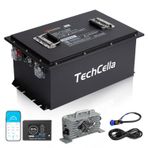 TechCella 48V 105Ah Lithium Battery for Golf Cart, 200A BMS, Touch Screen & Mobile APP, with 58.4V 22A Charger, Low Temp Cut Off, Max 10.24kW Power Output for EZ GO, Club Car, Yamaha Golf Cart