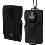 TechDealsUK Evrensel Cep telefonu/(ile kemer halkası ve karabina kancalı, Army-Stil), siyah Samsung Galaxy Ace S5830 D5-POUCH